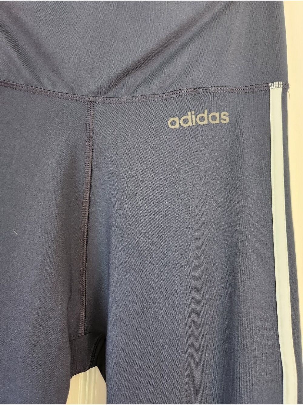 Adidas Climalite Women's Medium Navy Blue 3-Stripe Athletic Leggings DQ3076 - Picture 4 of 12